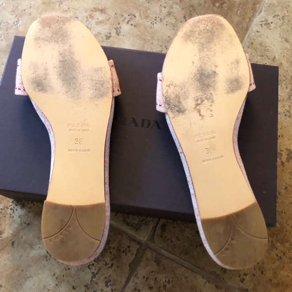 Prada Slide Round Toe Sandals Metal Logo 38/8 - Picture 6 of 13